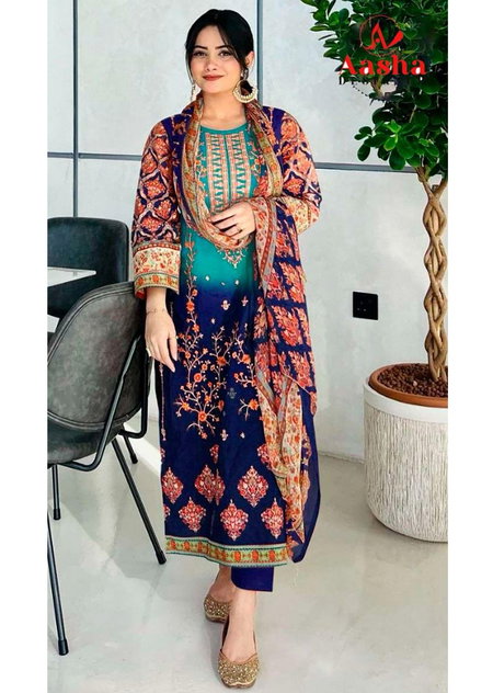 Aasha 1042 B Cotton Dupatta Online Pakistani Salwar Suits Wholesale